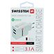 Swissten Thuislader Smart IC met 2 USB Poorten 3,1A Wit Swissten Thuislader Smart IC met 2 USB Poorten 3,1A Wit