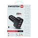 Swissten Autolader met 3 USB Poorten - 5.2A - Zwart Swissten Autolader met 3 USB Poorten - 5.2A - Zwart