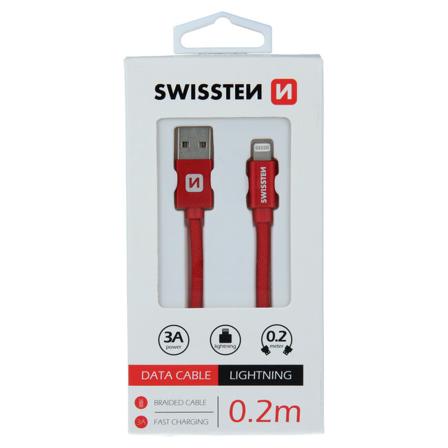 Swissten Lightning  naar USB Kabel 0.2 Meter Rood