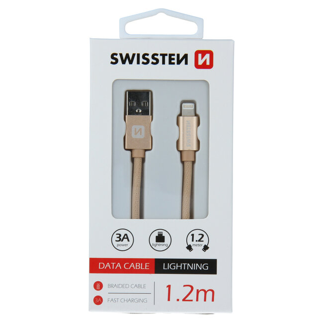 Swissten Lightning naar USB Kabel 1.2 Meter Goud