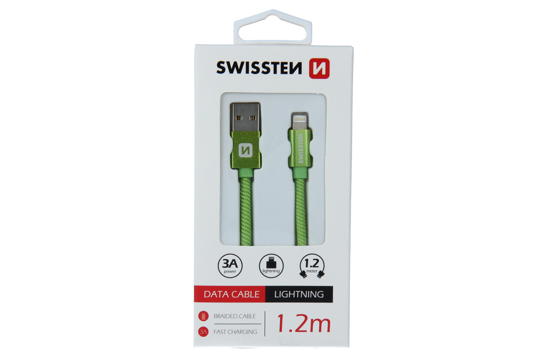 Swissten Lightning naar USB Kabel 1.2 Meter Groen