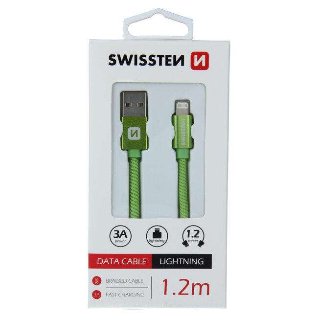 Swissten Lightning naar USB Kabel 1.2 Meter Groen