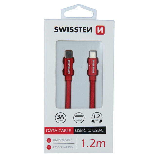 Swissten USB-C naar USB-C Kabel 1.2M Rood