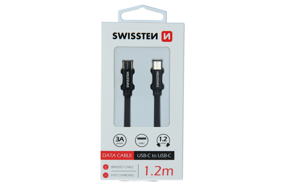 Swissten USB-C naar USB-C Kabel 1.2M Zwart