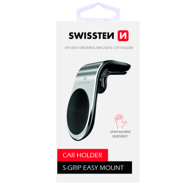 Swissten Telefoonhouder Auto Magneet S-Grip Ventilatierooster Zilver