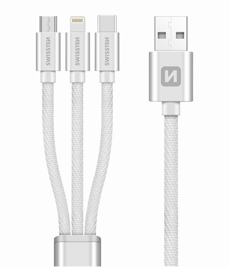 Swissten Swissten 3 in 1 Kabel Zilver afbeelding