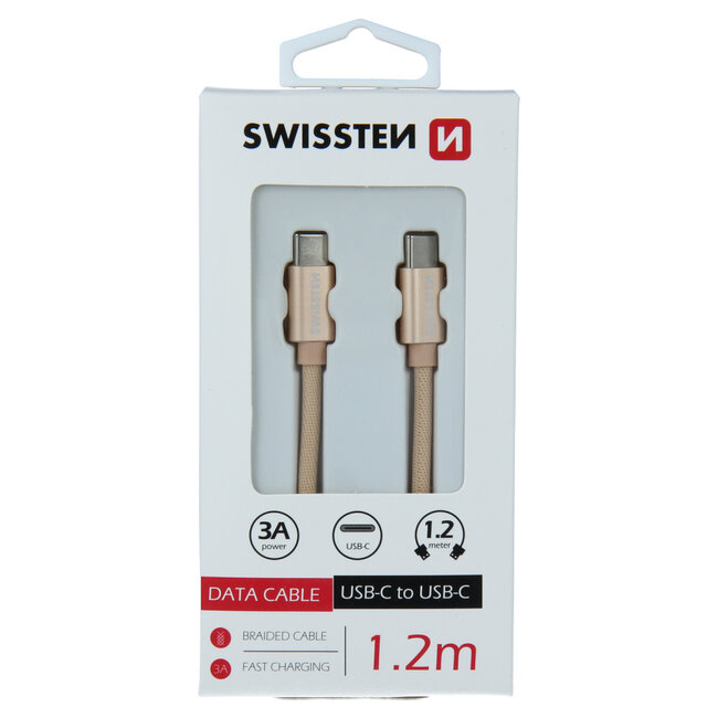 Swissten USB-C naar USB-C Kabel 1.2M Goud