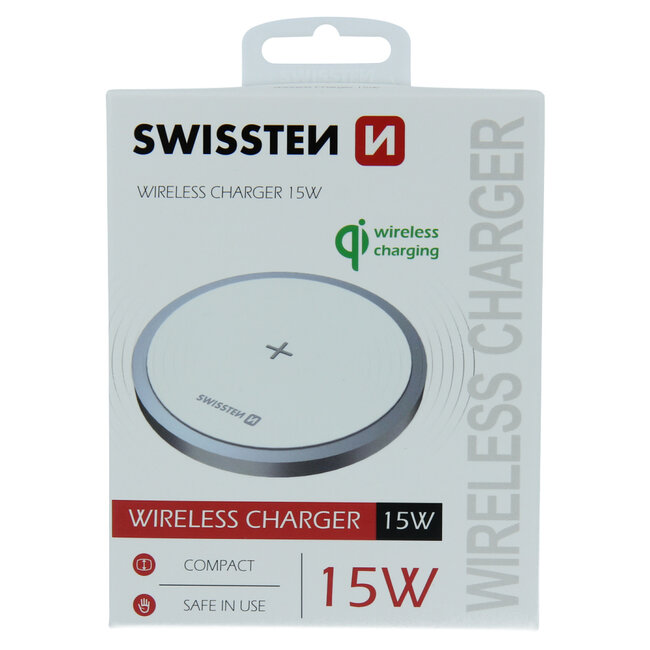 Swissten Draadloze oplader - 15W - Wit