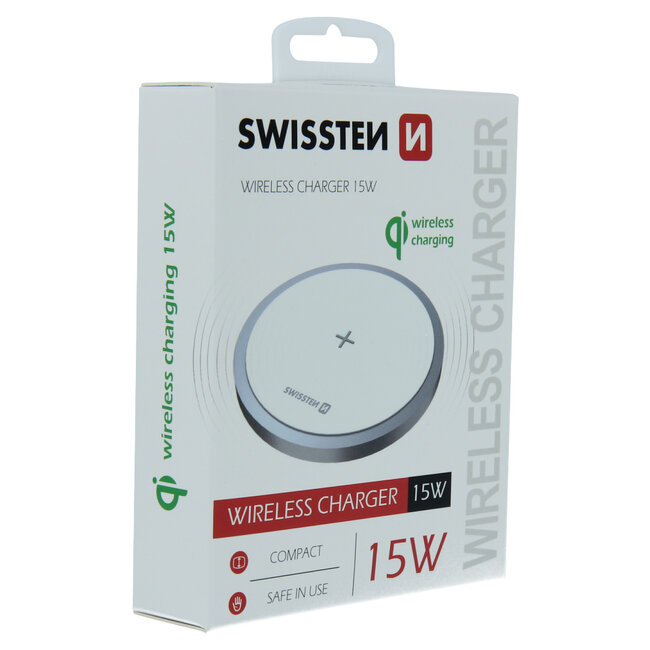 Swissten Draadloze oplader - 15W - Wit