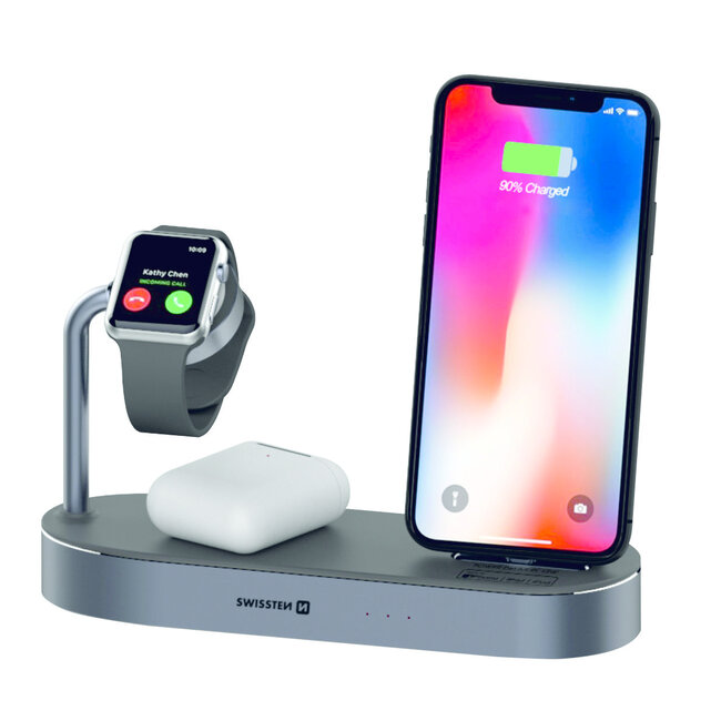 Swissten 4 in 1 Draadloze Oplader - Apple Gecertificeerd - 45W - Zwart