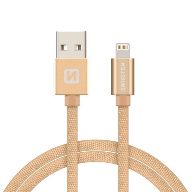 Swissten Lightning naar USB kabel - Apple Gecertificeerd - 1.2M - Goud