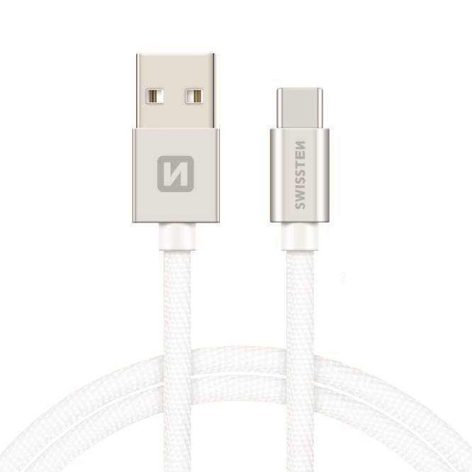 Swissten USB-C naar USB-A Kabel 1.2M Zilver