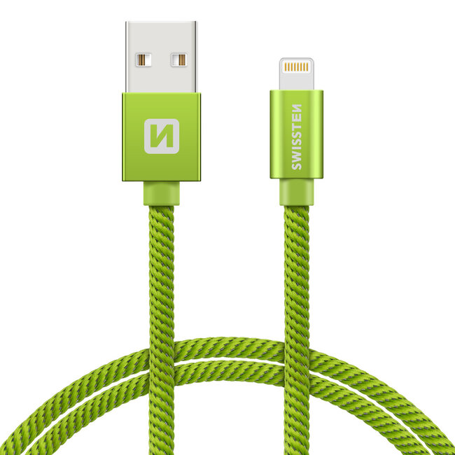 Swissten Lightning naar USB Kabel 1.2 Meter Groen
