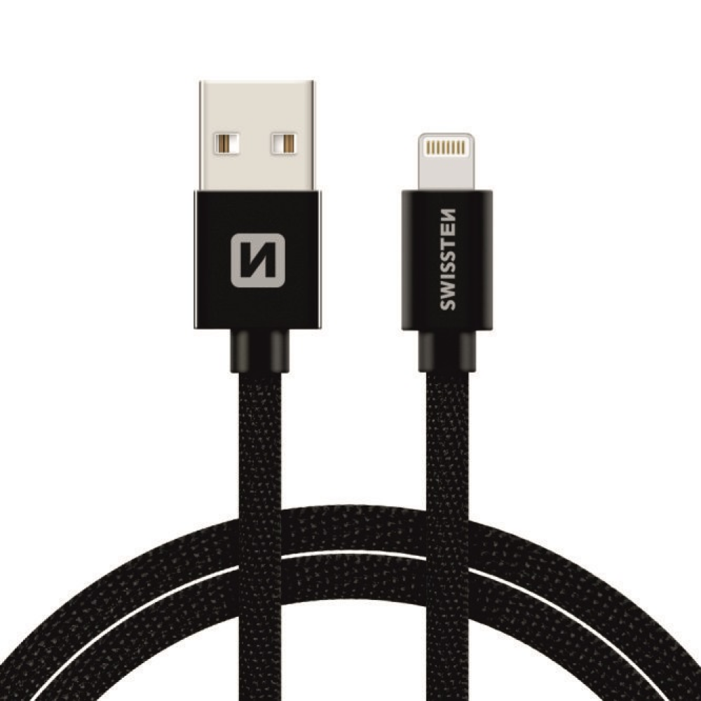Swissten Lightning naar USB Kabel 0.2M Zwart
