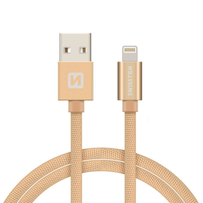 Swissten Lightning  naar USB Kabel 2 Meter Goud
