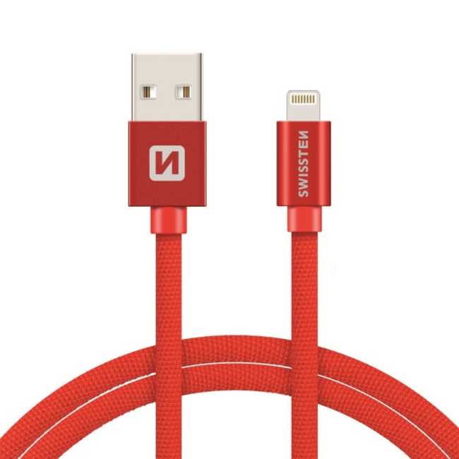 Swissten Lightning naar USB Kabel 2 Meter Rood