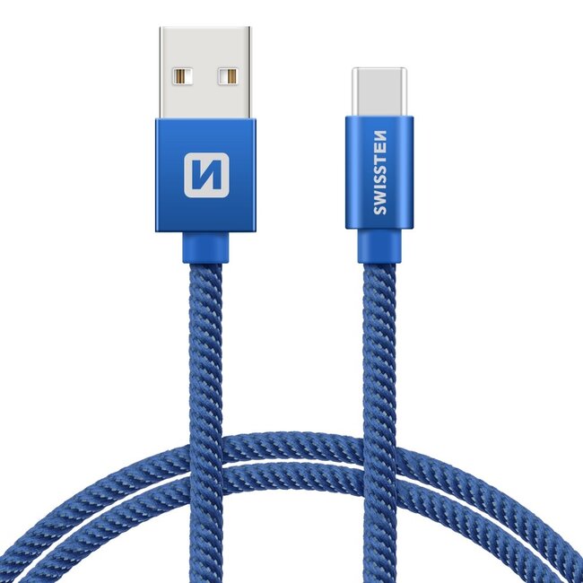 Swissten USB-C naar USB-A Kabel 2 Meter Blauw