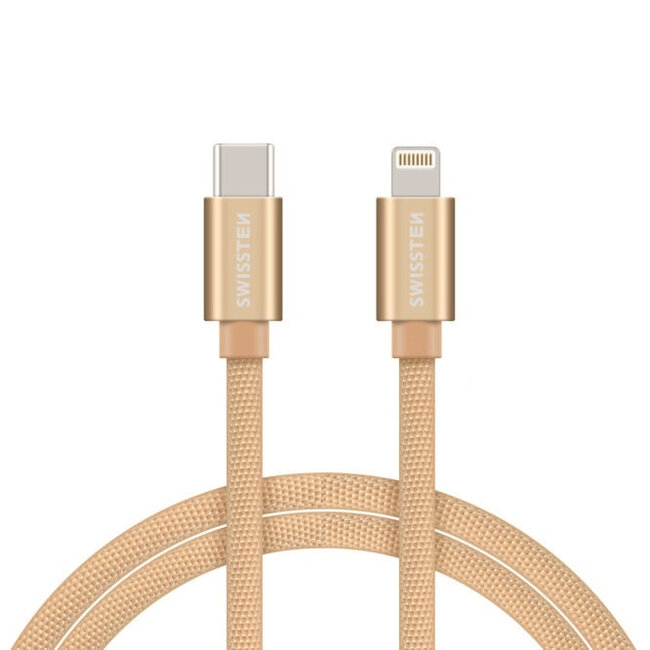 Swissten Lightning naar USB-C Kabel 1.2M Goud