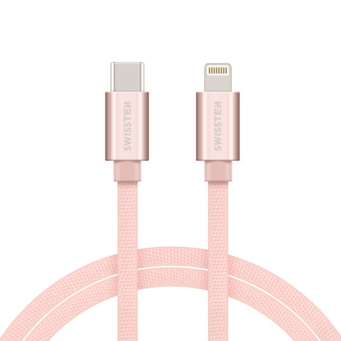Swissten Lightning naar USB-C Kabel 1.2M Roze