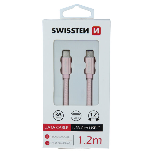 Swissten USB-C naar USB-C kabel - 1.2M - Roze