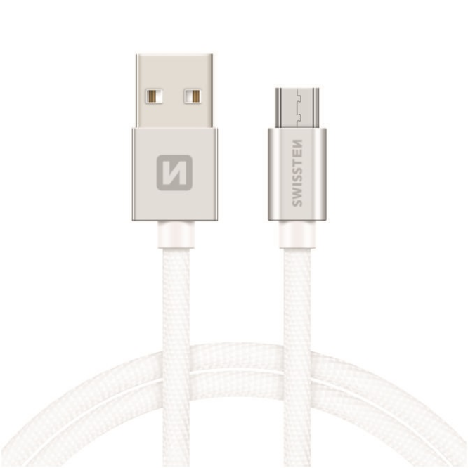 Swissten Micro-USB naar USB kabel - 2M - Zilver