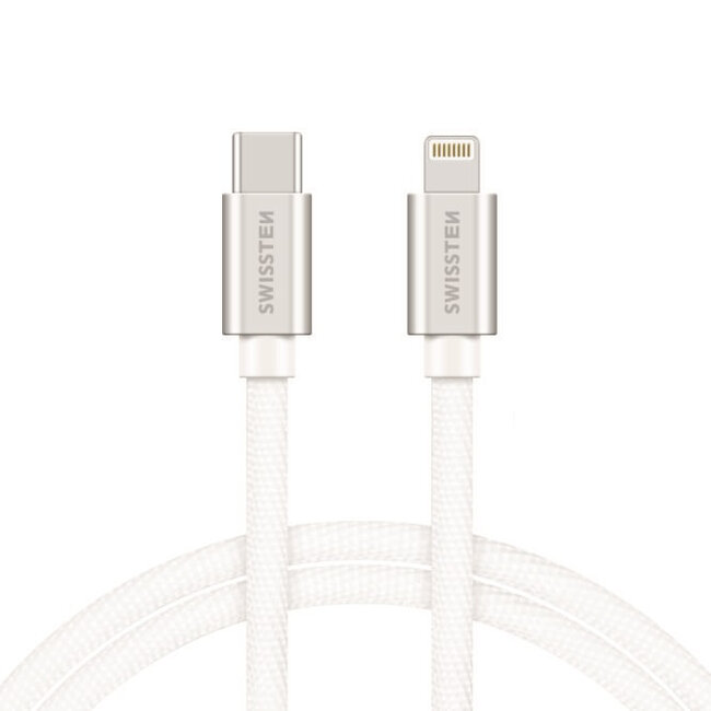 Swissten Lightning naar USB-C Kabel 2M Zilver