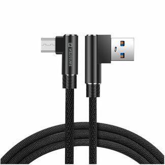 Swissten Swissten haakse Micro-USB naar USB kabel - Arcade - 1.2M - Zwart
