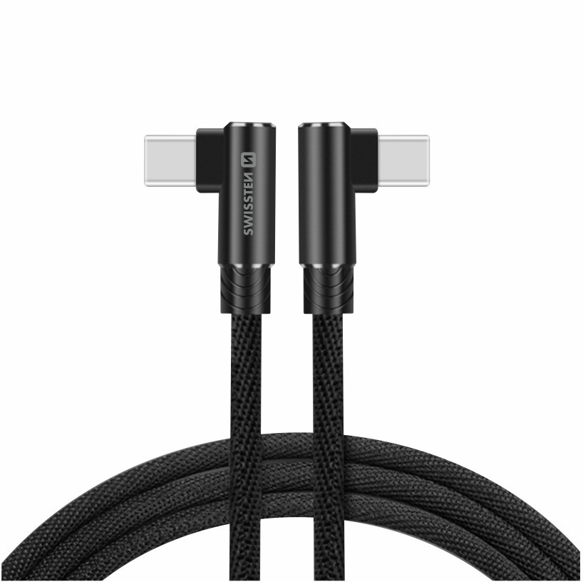 Swissten haakse USB-C naar USB-C Kabel - Arcade - 1.2M - Zwart
