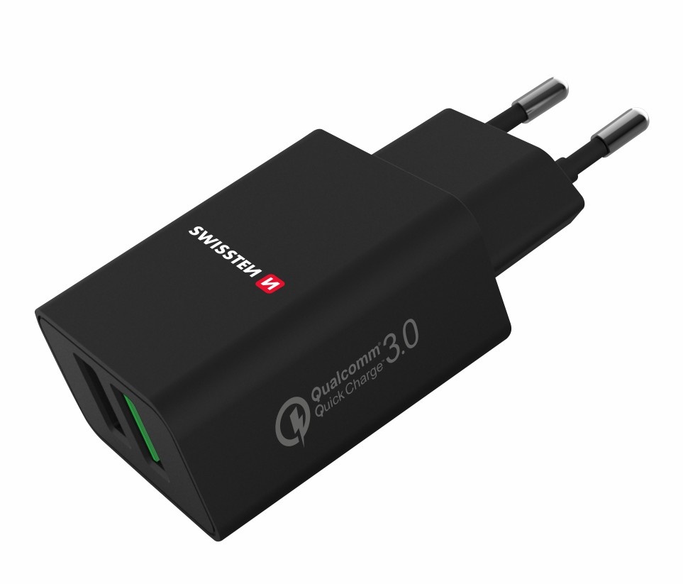 Swissten Snellader 2 USB poorten - 23W - Zwart