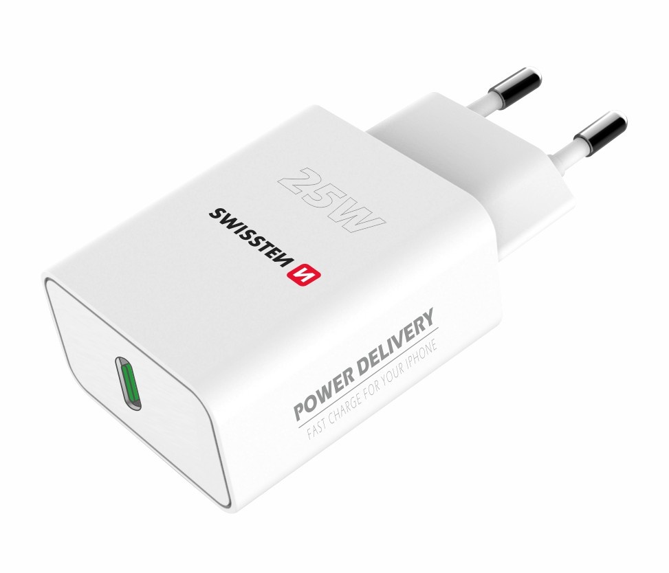 Swissten USB-C Snellader - 25W - Wit