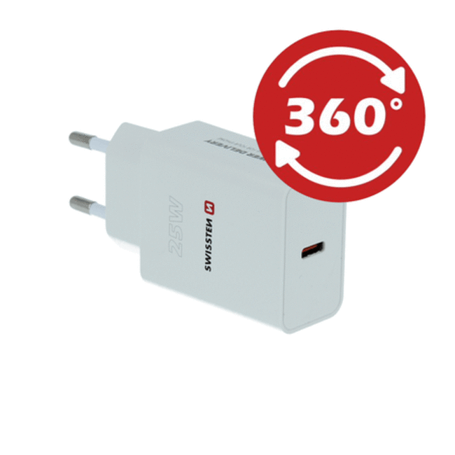 Swissten USB-C Snellader - 25W - Wit
