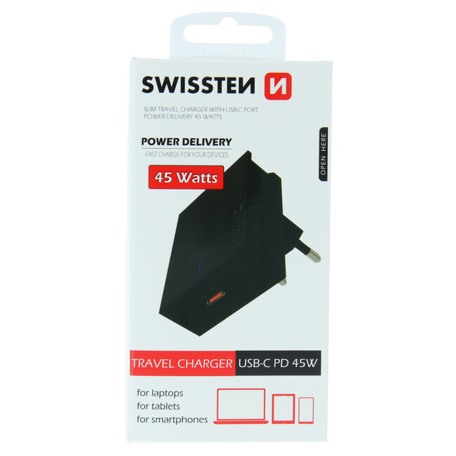 Swissten USB-C Snellader - 45W - Zwart