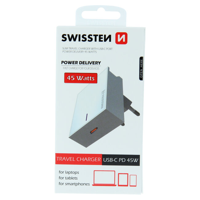 Swissten USB-C Snellader - 45W - Wit