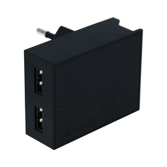 Swissten Swissten USB Oplader met 2 USB poorten - Inclusief Apple gecertificeerde 1.2M Lightning naar USB-kabel - 15W - Zwart