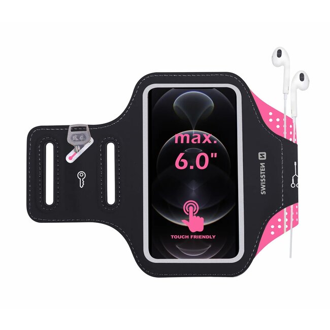 Swissten Hardloop Telefoonhouder - Waterdichte Hardloopband - t/m 6 inch - Roze