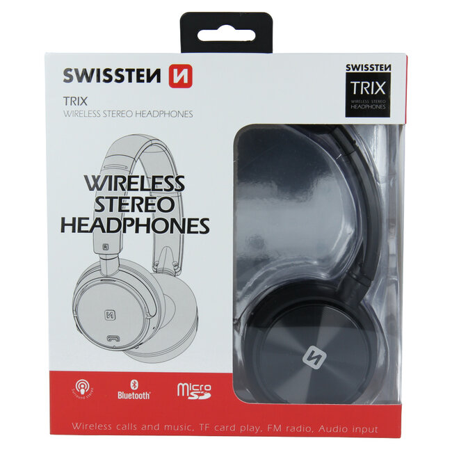 Swissten Trix - Draadloze on-ear koptelefoon - Zwart