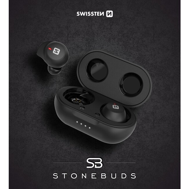 Swissten Stonebuds - Draadloze oordopjes - Zwart