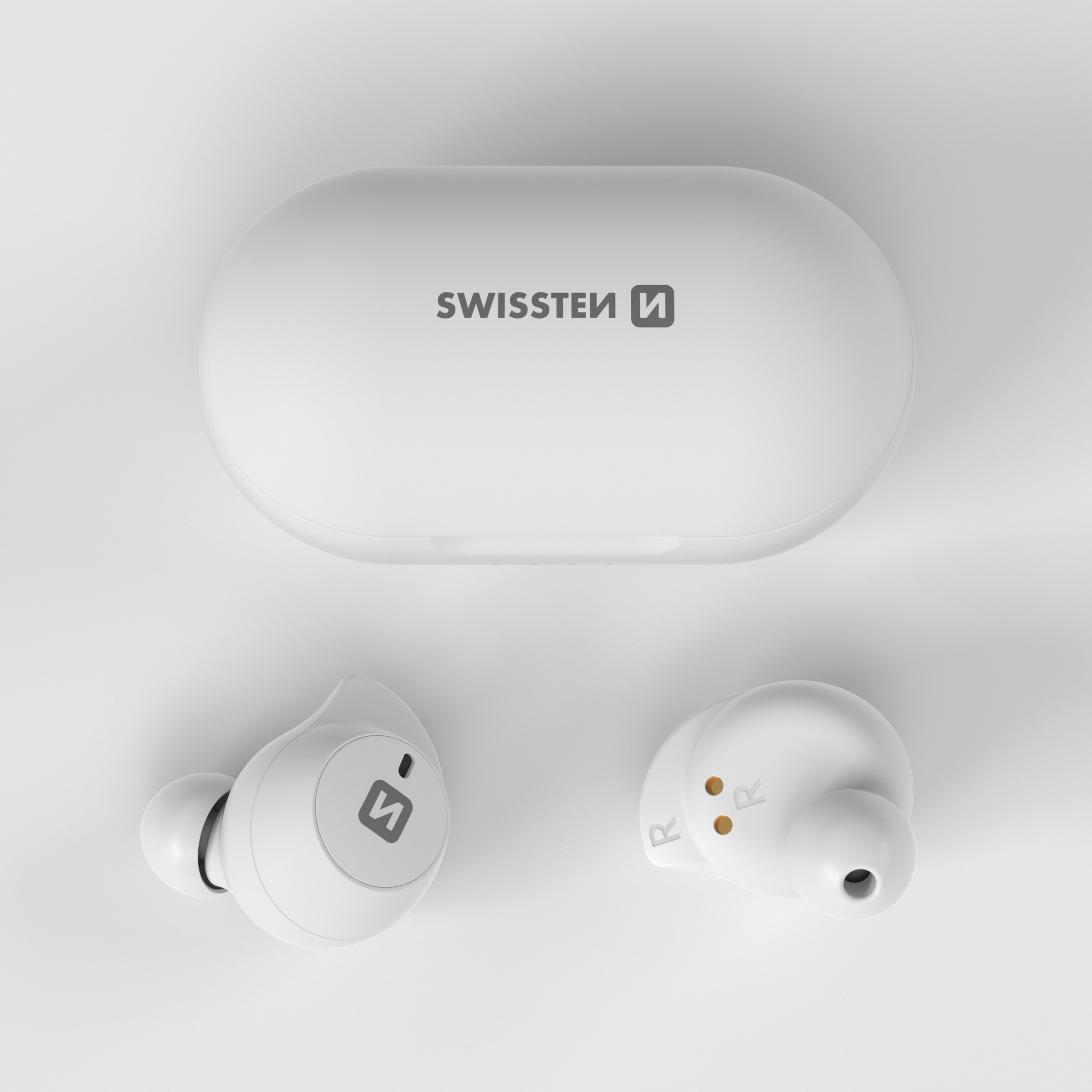 Swissten Stonebuds - Draadloze oordopjes - Wit