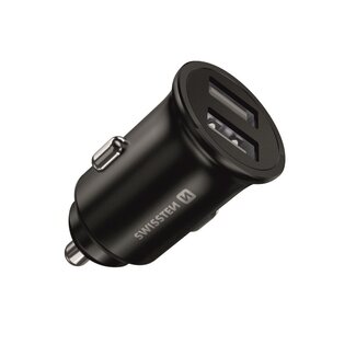 Swissten Swissten Mini Autolader - 2-USB poorten - 4.8A - 24W - Zwart