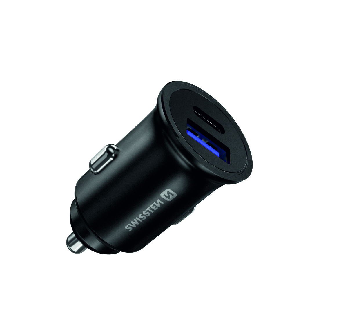Swissten Autolader - 2 poorten - Snellader - 36W - USB 3.0 Quick Charge & USB-C - Zwart