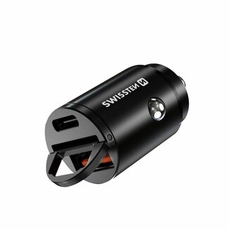 Swissten Swissten Autolader - 2 poorten - Snellader - 30W - USB & USB-C Quick Charge - Zwart