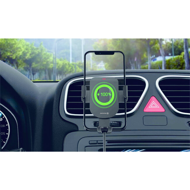 Swissten S-GRIP GW1-AV5 Telefoonhouder Auto - 15W draadloze oplader - Ventilatierooster - Zwart