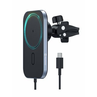 Swissten Swissten Magsafe Telefoonhouder - Ventilatierooster - Draadloze oplader - 15W - Zwart