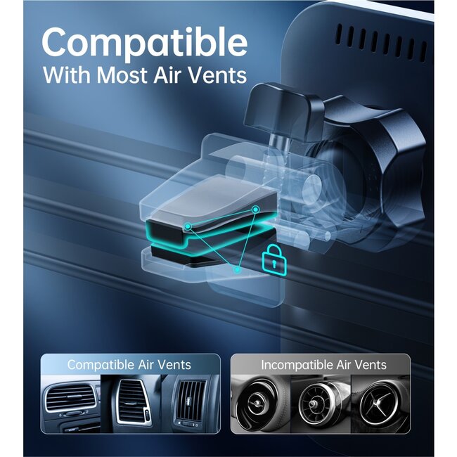 Swissten Magsafe Telefoonhouder - Ventilatierooster - Draadloze oplader - 15W - Zwart