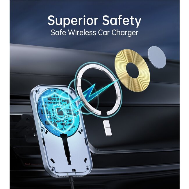 Swissten Magsafe Telefoonhouder - Ventilatierooster - Draadloze oplader - 15W - Zwart