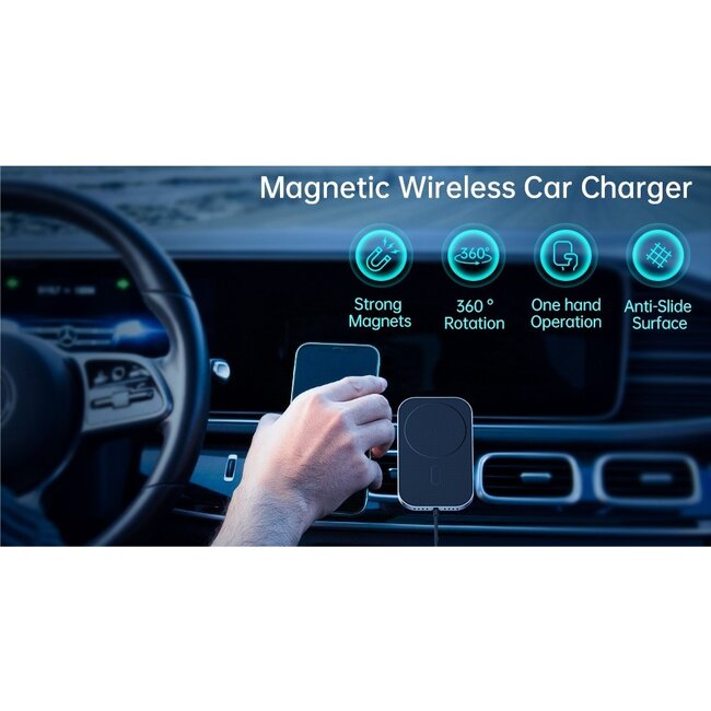 Swissten Magsafe Telefoonhouder - Ventilatierooster - Draadloze oplader - 15W - Zwart
