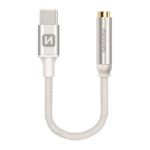 Swissten USB-C naar Jack 3.5MM(Aux) Adapter - Zilver