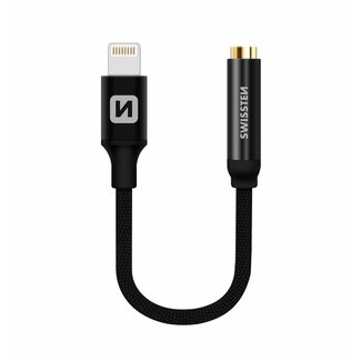 Swissten Swissten iPhone lightning naar 3,5mm jack audio aansluiting adapter - Zwart