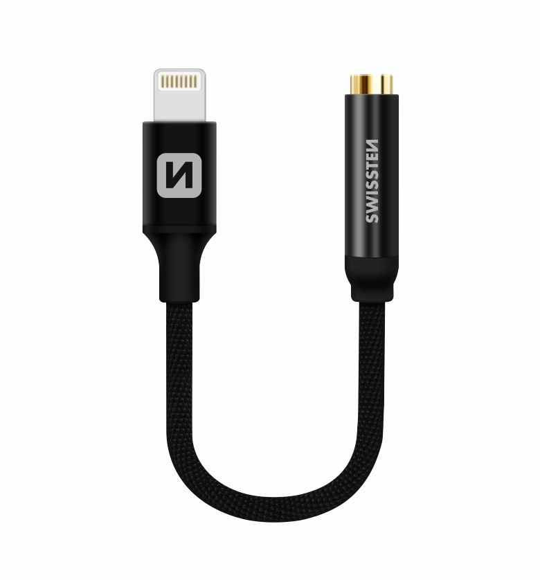 Swissten iPhone lightning naar 3,5mm jack audio aansluiting adapter - Zwart