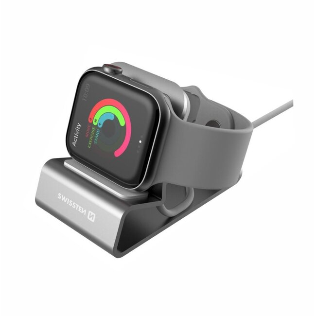 Swissten Aluminium standaard - Geschikt voor Apple Watch - Zilver